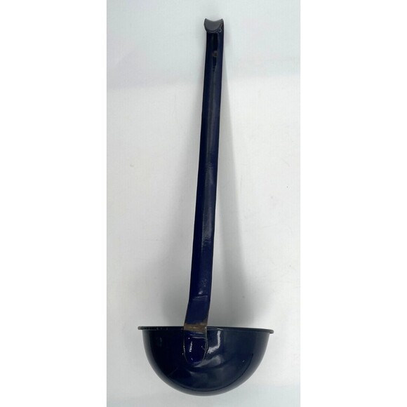 Vintage Enamel Ladle Large Blue Dipper Scoop 11 1/2" Serving Soup, Cider - Picture 4 of 6